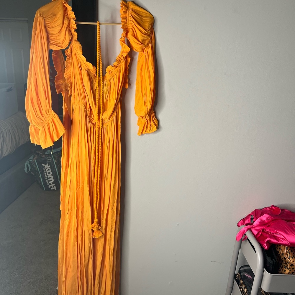 Forever 21 Vibrant Orange Long Sleeve Dress